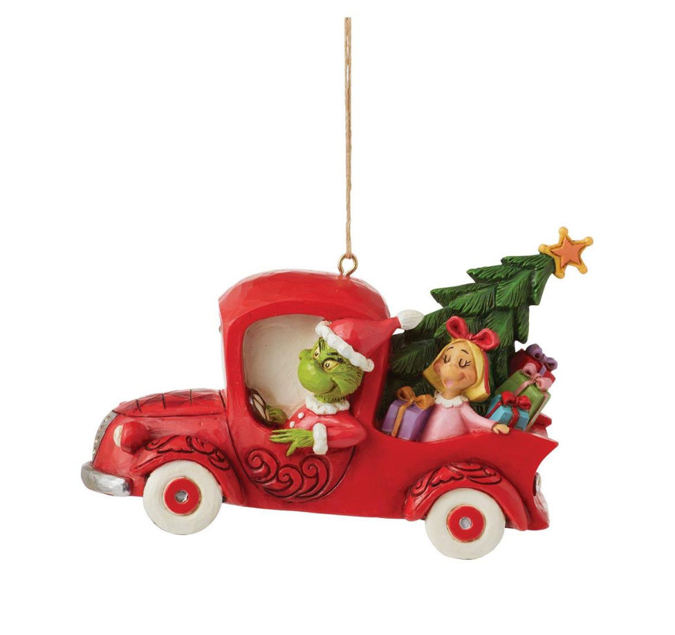 Grinch in Red Truck Ornament by Jim Shore