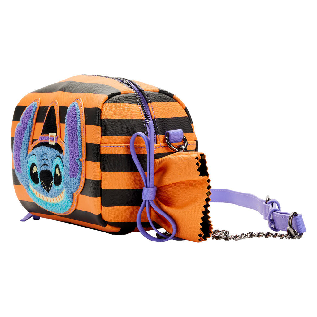 Loungefly Lilo and Stitch Striped Halloween Candy Wrapper Crossbody Bag