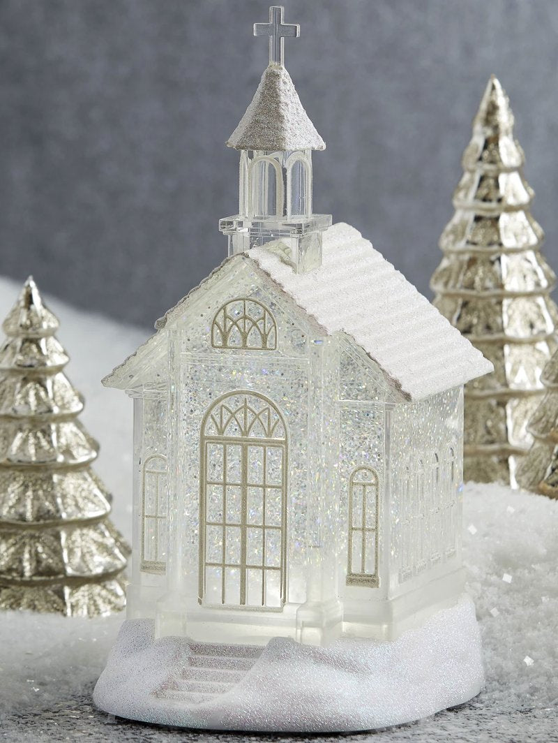 Lighted Swirling Glitter Water Church